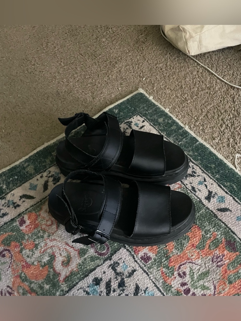 Dr. Martens Black Leather Platform Sandals with Straps